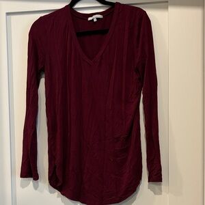 Elegant Maroon Long Sleeve V-Neck Top
